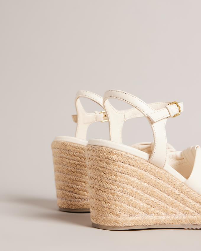 Sandale Ted Baker Knotted Wedge Espadrille Blanche Femme | GYR-84739950